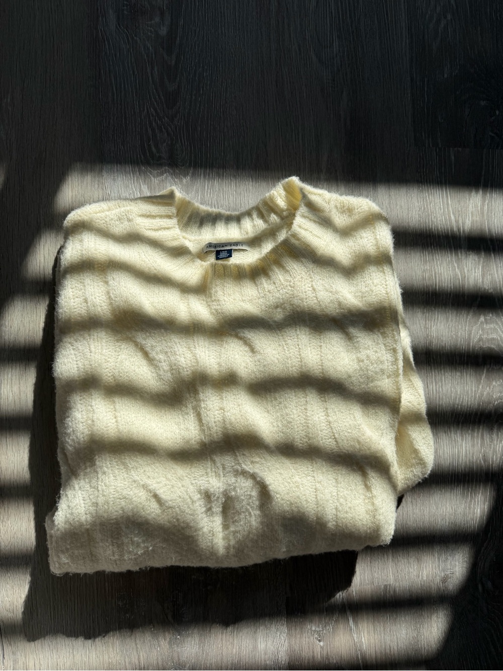 American Eagle Outfitters Soft Cable Crewneck Sweater in Light Yellow